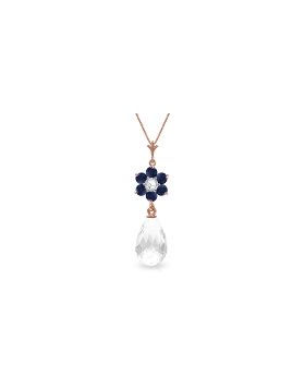 2.78 Carat 14K Rose Gold Necklace Sapphire, White Topaz Diamond
