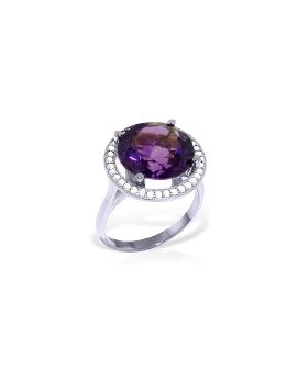 6.2 Carat 14K White Gold Ring Natural Diamond Amethyst