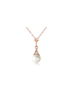 14K Rose Gold Necklace w/ Diamond & Pearl
