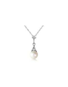 2.03 Carat 14K White Gold Necklace Diamond Pearl