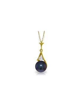 2.03 Carat 14K Gold Necklace Diamond Black Pearl