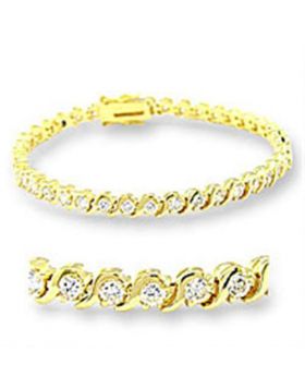 Bracelet,Brass,Gold,AAA Grade CZ,Clear,Round