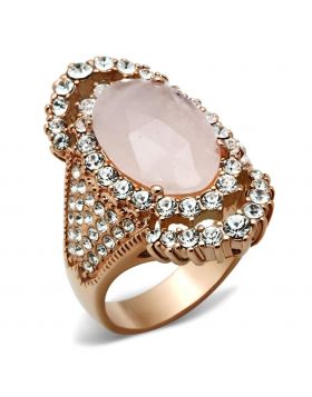 GL225-5 - Brass IP Rose Gold(Ion Plating) Ring Precious Stone Light Rose