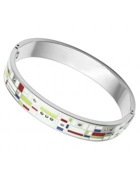 TK782-8 - Stainless Steel High polished (no plating) Bangle Top Grade Crystal Clear