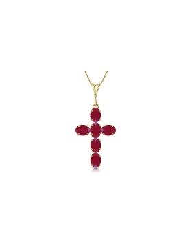 1.5 Carat 14K Gold Cross Necklace Natural Ruby