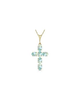 1.5 Carat 14K Gold Cross Necklace Natural Aquamarine