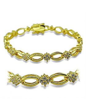 Bracelet,Brass,Gold,AAA Grade CZ,Clear,Round