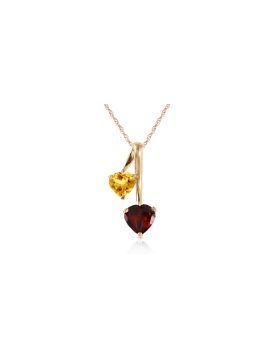 1.4 Carat Silver Hearts Necklace Natural Garnet Citrine