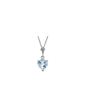 1.15 Carat Silver Necklace Natural Heart Aquamarine
