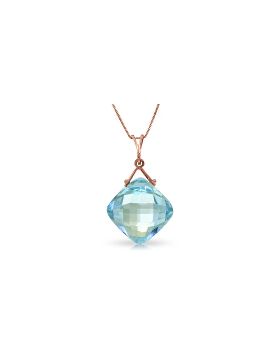 14K Rose Gold Necklace w/ Natural Checkerboard Cut Blue Topaz