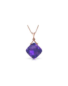 14K Rose Gold Necklace w/ Natural Checkerboard Cut Purple Amethyst