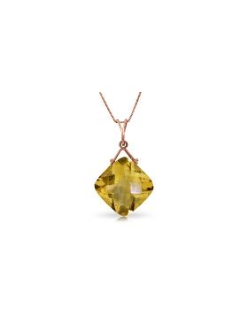 14K Rose Gold Necklace w/ Natural Checkerboard Cut Citrine