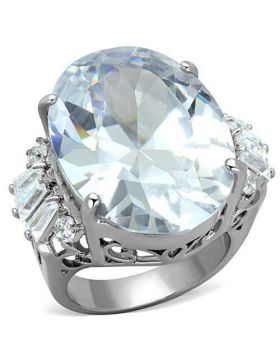 TK1747-5 - Stainless Steel High polished (no plating) Ring AAA Grade CZ Clear