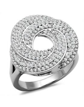 3W1319-5 - Brass Rhodium Ring AAA Grade CZ Clear