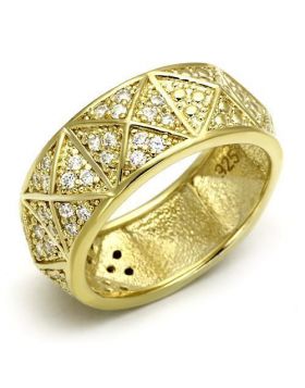LOS560-7 - 925 Sterling Silver Gold Ring AAA Grade CZ Clear