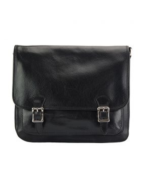 Palmira Leather Messenger Bag - Black