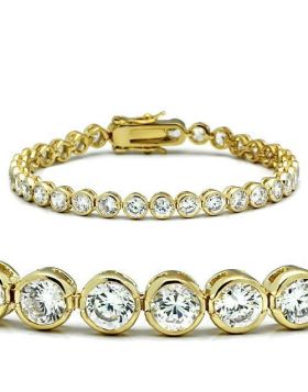 Bracelet,Brass,Gold,AAA Grade CZ,Clear,Round