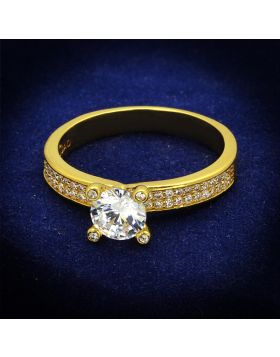 TS474-5 - 925 Sterling Silver Gold Ring AAA Grade CZ Clear