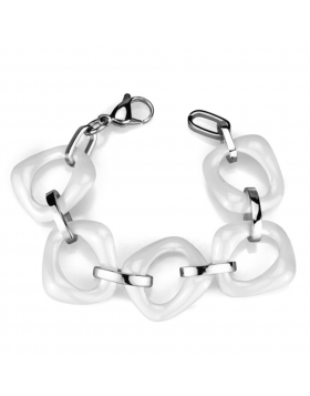 Bracelet Stainless Steel High polished (no plating) Ceramic White