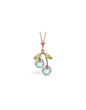 14K Rose Gold Blue Topaz & Peridot Necklace Jewelry