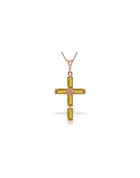 14K Rose Gold Cross Necklace w/ Natural Citrines