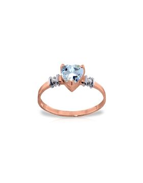 14K Rose Gold Ring w/ Natural Aquamarine & Diamond