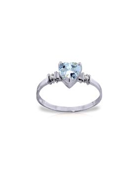 0.98 Carat 14K White Gold Ring Natural Aquamarine Diamond