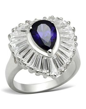 SS004-10 - 925 Sterling Silver Silver Ring AAA Grade CZ Tanzanite