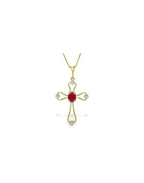 0.57 Carat 14K Gold Faith Ruby Diamond Necklace