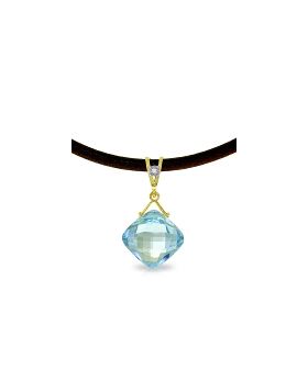 8.76 Carat 14K Gold Leather Necklace Diamond Blue Topaz