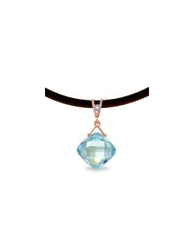 14K Rose Gold & Leather Diamond/Blue Topaz Necklace