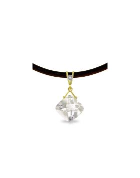 8.76 Carat 14K Gold Leather Necklace Diamond White Topaz