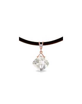 14K Rose Gold & Leather Diamond & Rose Topaz Necklace