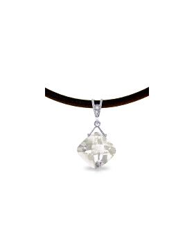 8.76 Carat 14K White Gold Leather Necklace Diamond White Topaz