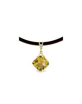 8.76 Carat 14K Gold Leather Necklace Diamond Citrine