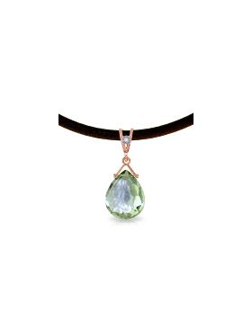 14K Rose Gold & Leather Diamond/Green Amethyst Necklace