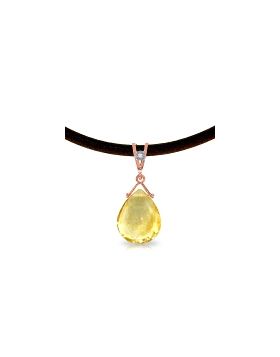 14K Rose Gold & Leather Diamond & Citrine Necklace