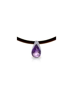 14K Rose Gold & Leather Necklace w/ Purple Amethyst