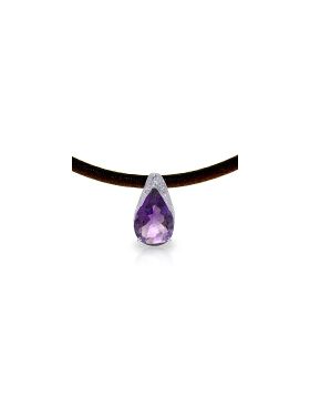 6 Carat 14K White Gold Leather Necklace Purple Amethyst
