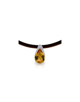 6 Carat 14K Gold Leather Necklace Natural Citrine