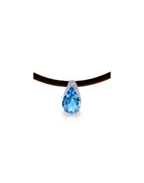 6 Carat 14K Gold Leather Necklace Blue Topaz