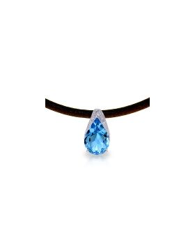 6 Carat 14K White Gold Leather Necklace Blue Topaz