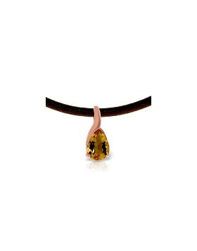 14K Rose Gold & Leather Citrine Necklace