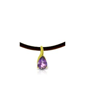 4.7 Carat 14K Gold Leather Necklace Natural Amethyst