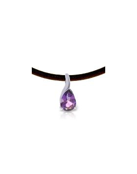 4.7 Carat 14K White Gold Leather Necklace Natural Amethyst