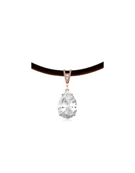 14K Rose Gold & Leather Diamond/Rose Topaz Necklace