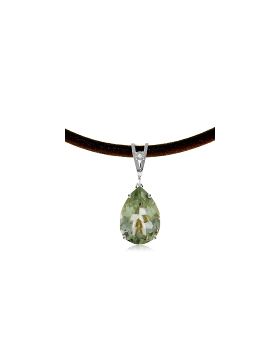 6.01 Carat 14K White Gold Light Moisture Green Amethyst Diamond Necklace