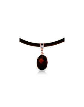 14K Rose Gold & Leather Diamond/Garnet Oval Cut Necklace