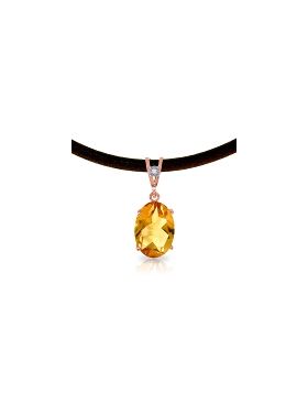14K Rose Gold & Leather Diamond/Citrine Oval Cut Necklace