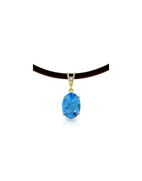 7.56 Carat 14K Gold Gratitude Blue Topaz Diamond Necklace